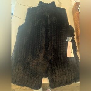 Aqua Size Medium Black Fur Vest